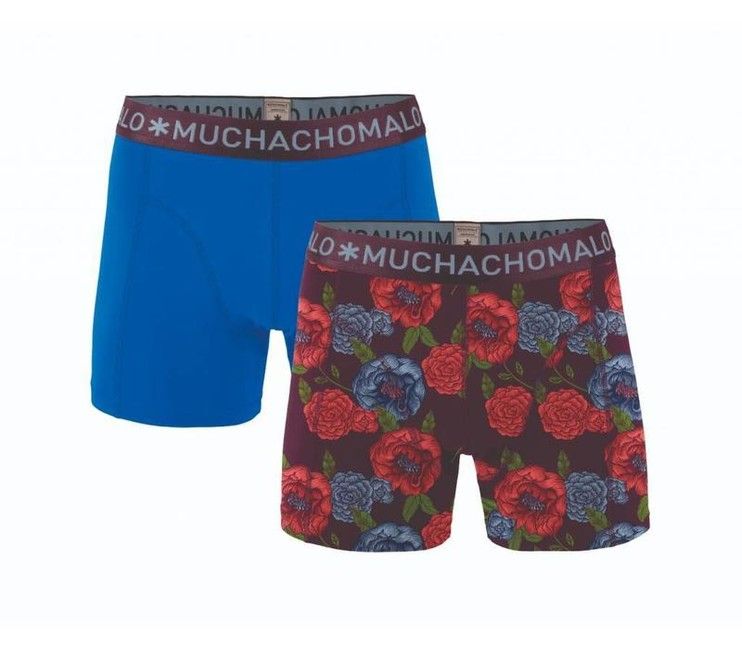 Boxerky MUCHACHOMALO modré + kvety 2 PACK